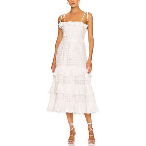 Waimari 'Romano' White Cotton Midi Dress Size S